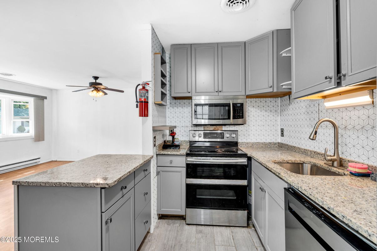 Interior, Kitchen, Stainless Steel Appliances, Wood Texture Flooring