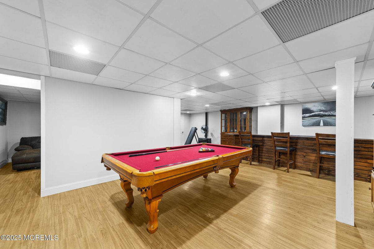Billiard Table, Game Room, Interior, Recessed Lighting, Wood Texture Flooring
