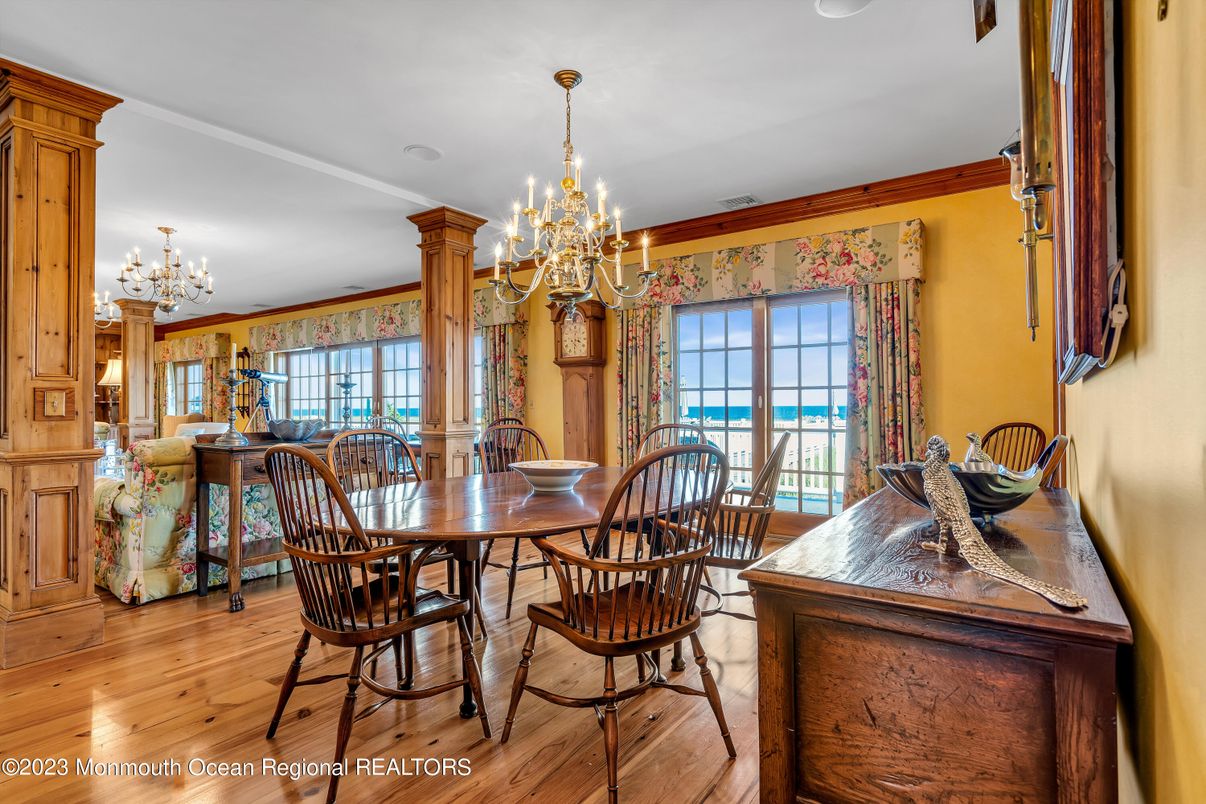 Chandelier, Dining room, Interior, Wood Texture Flooring