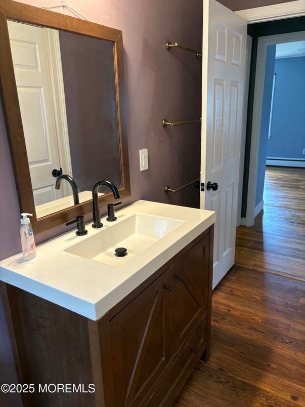 Bathroom, Dual Sink Vanities, Interior, Wood Texture Flooring
