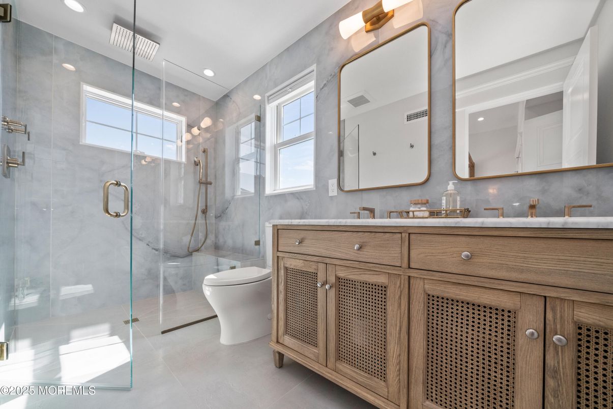 Bathroom, Glass Shower, Interior, Recessed Lighting