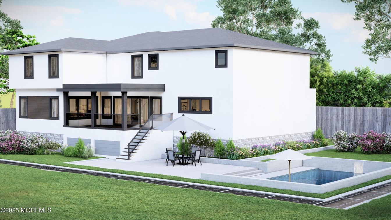 Backyard, Exterior, Facade, Pool, Modern