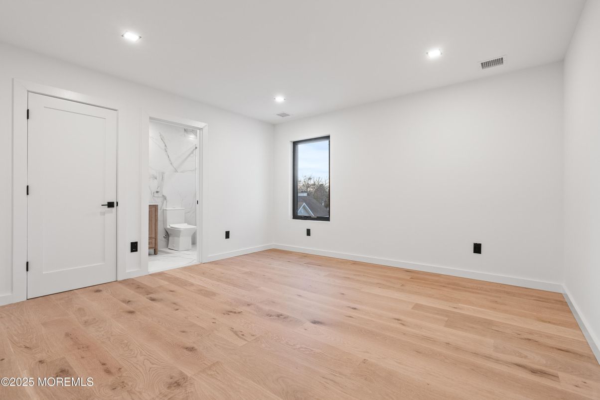 Bathroom, Empty room, Interior, Recessed Lighting, Wood Texture Flooring