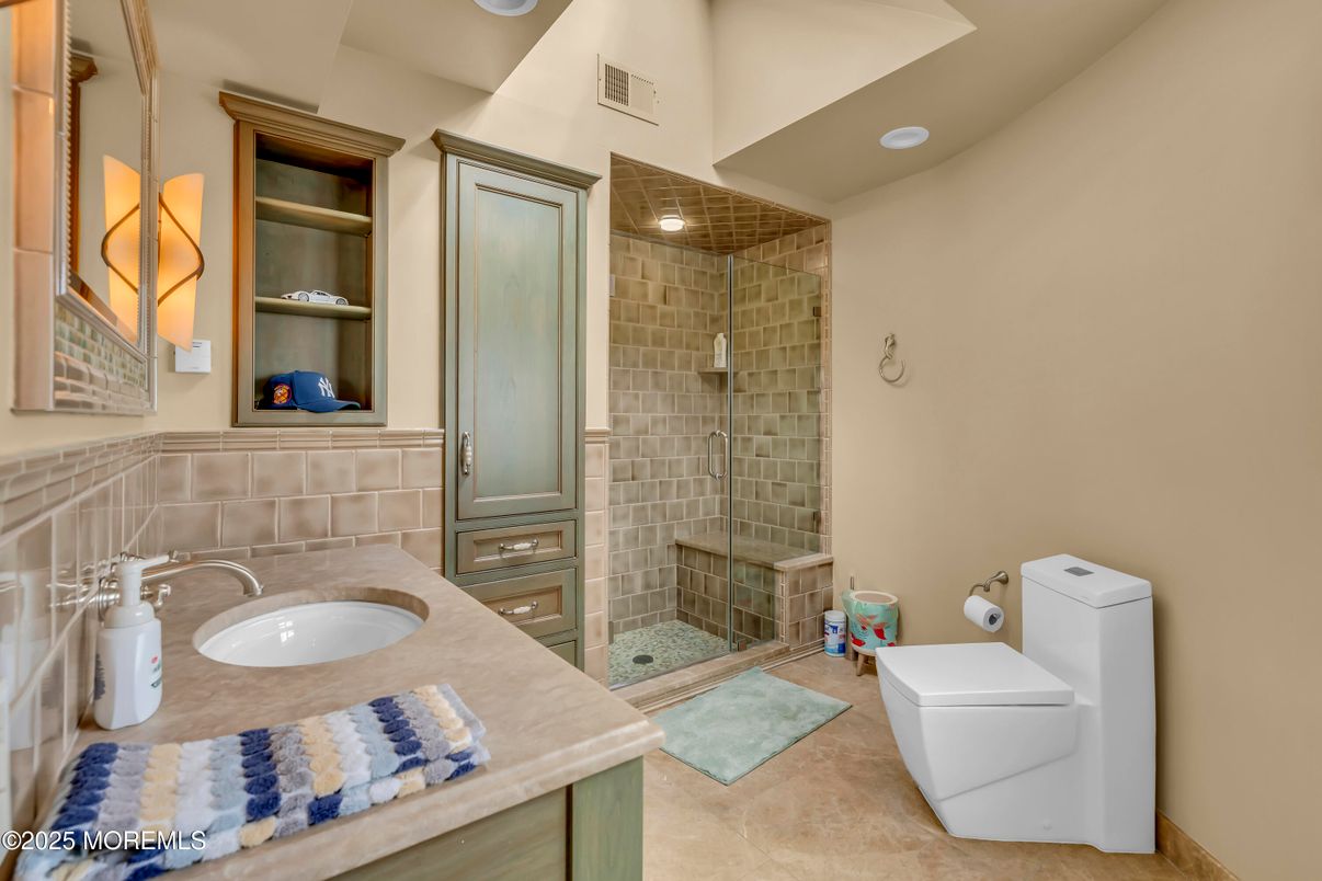 Bathroom, Glass Shower, Interior, Recessed Lighting