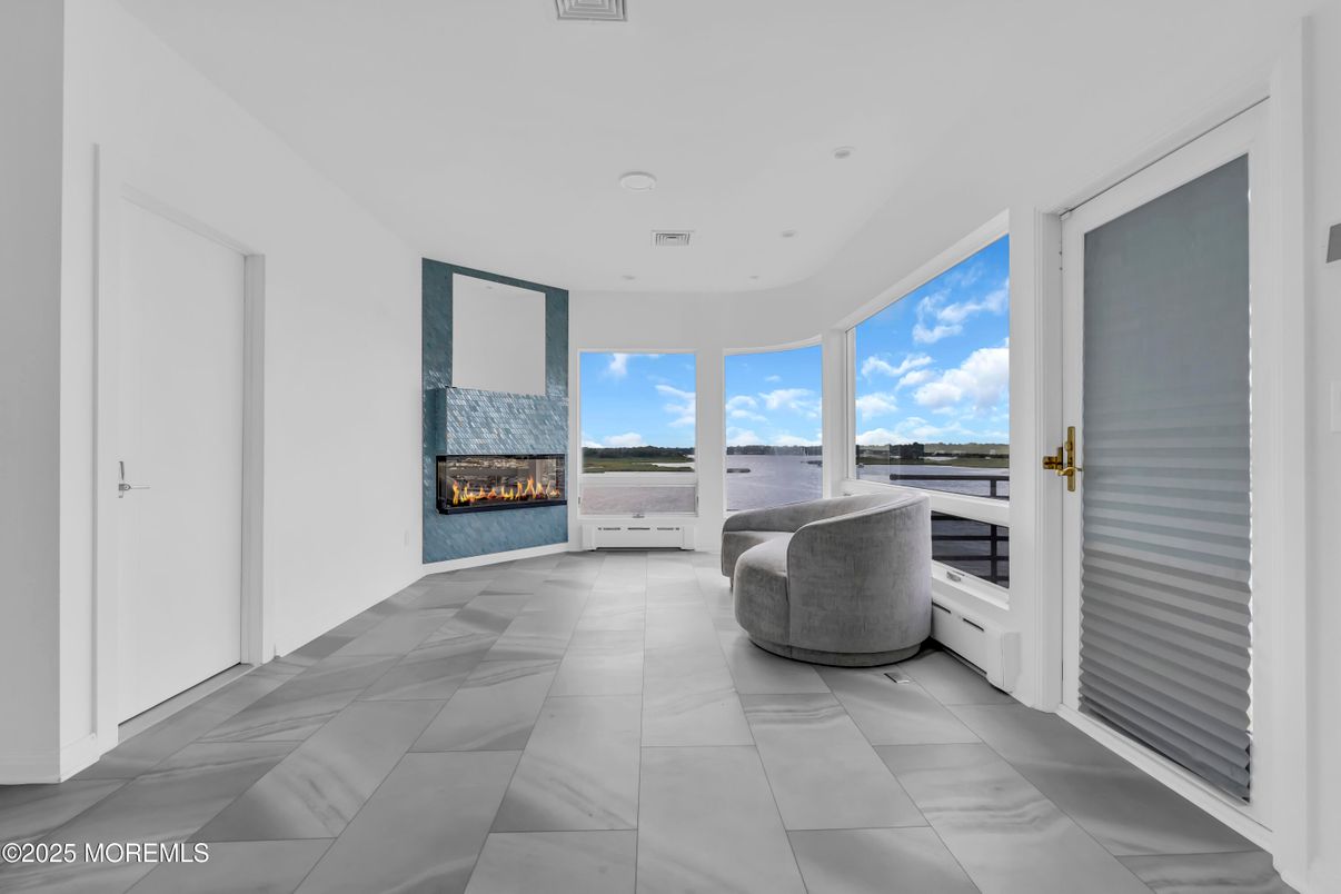 Fireplace, Interior, Marble, Recessed Lighting, Water