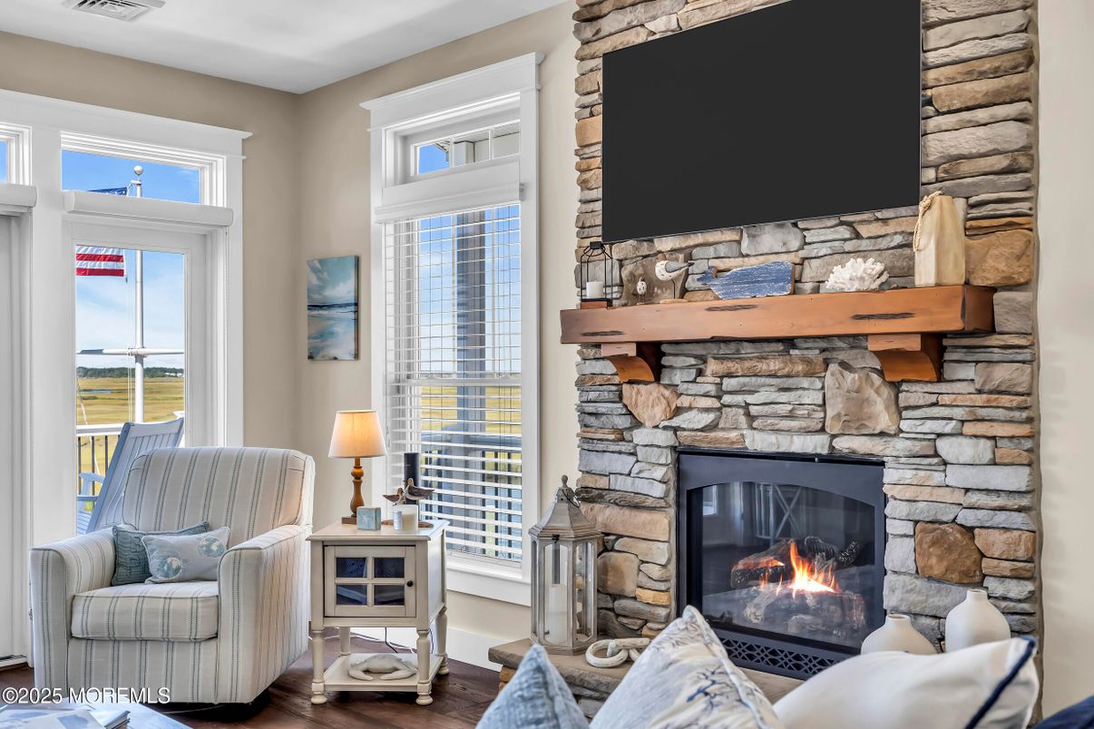 Fireplace, Interior, Stone Walls, Wood Texture Flooring
