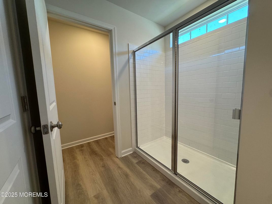 Bathroom, Glass Shower, Interior, Wood Texture Flooring