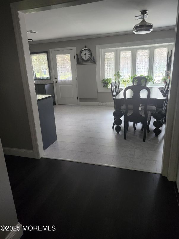 Dining room, Interior, Marble, Wood Texture Flooring