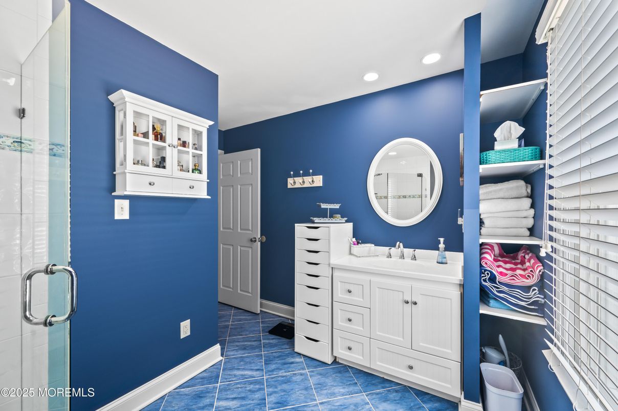 Bathroom, Glass Shower, Interior, Recessed Lighting