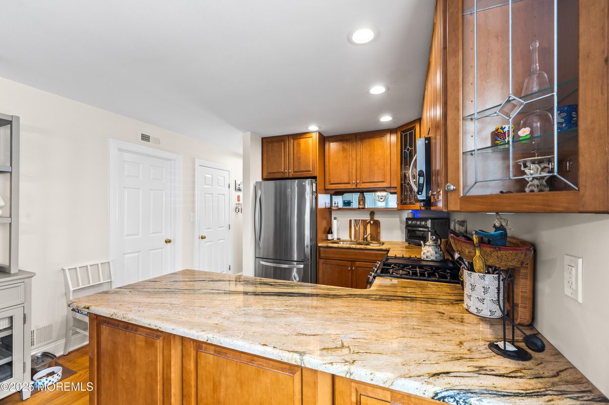 Interior, Kitchen, Recessed Lighting, Wood Texture Flooring