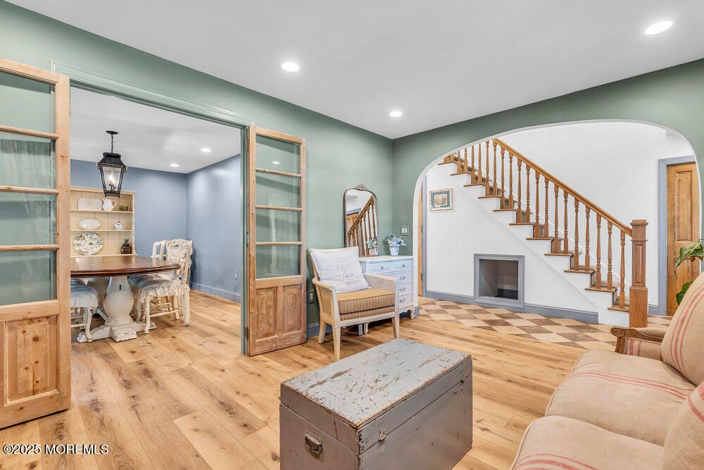 Dining room, Interior, Recessed Lighting, Wood Texture Flooring