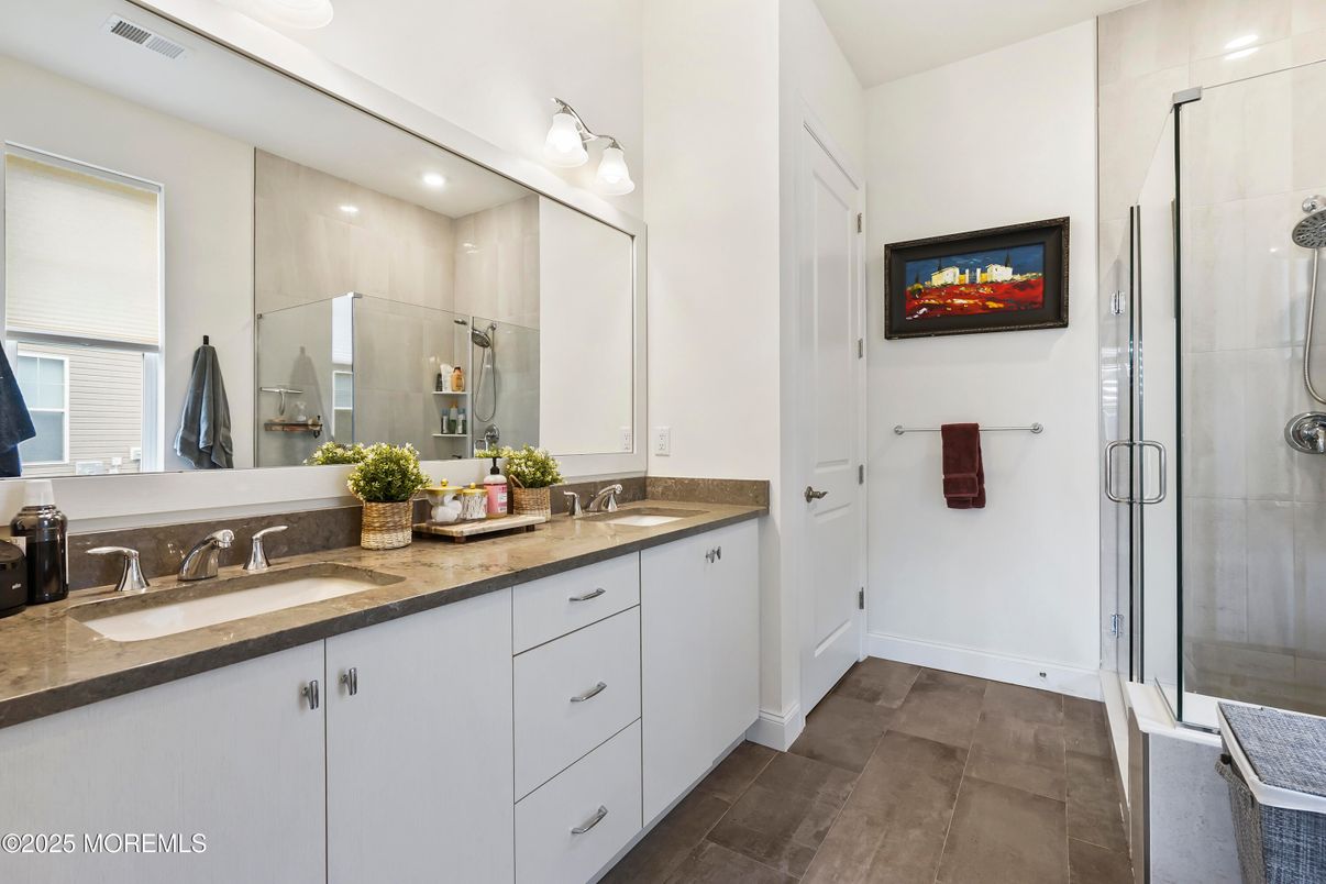 Bathroom, Dual Sink Vanities, Glass Shower, Interior