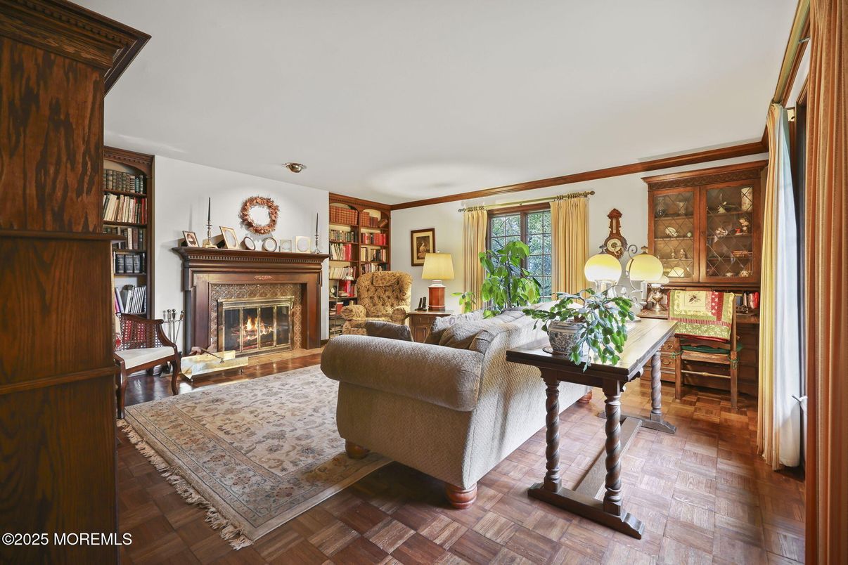 Fireplace, Home Office, Interior, Wood Texture Flooring
