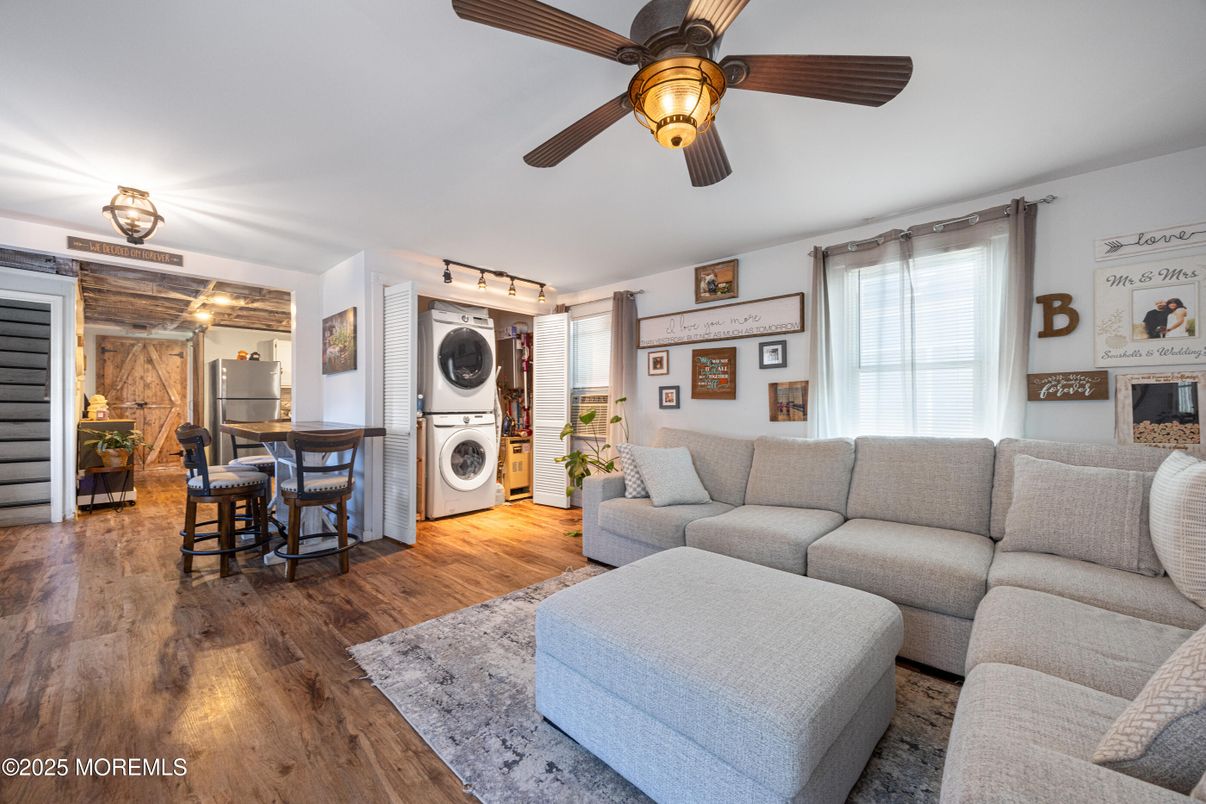 Dining room, Interior, Living room, Washer, Wood Texture Flooring