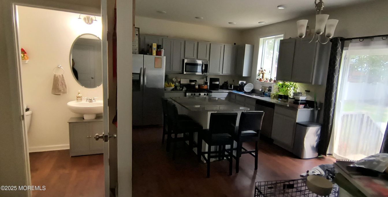 Interior, Kitchen, Recessed Lighting, Wood Texture Flooring