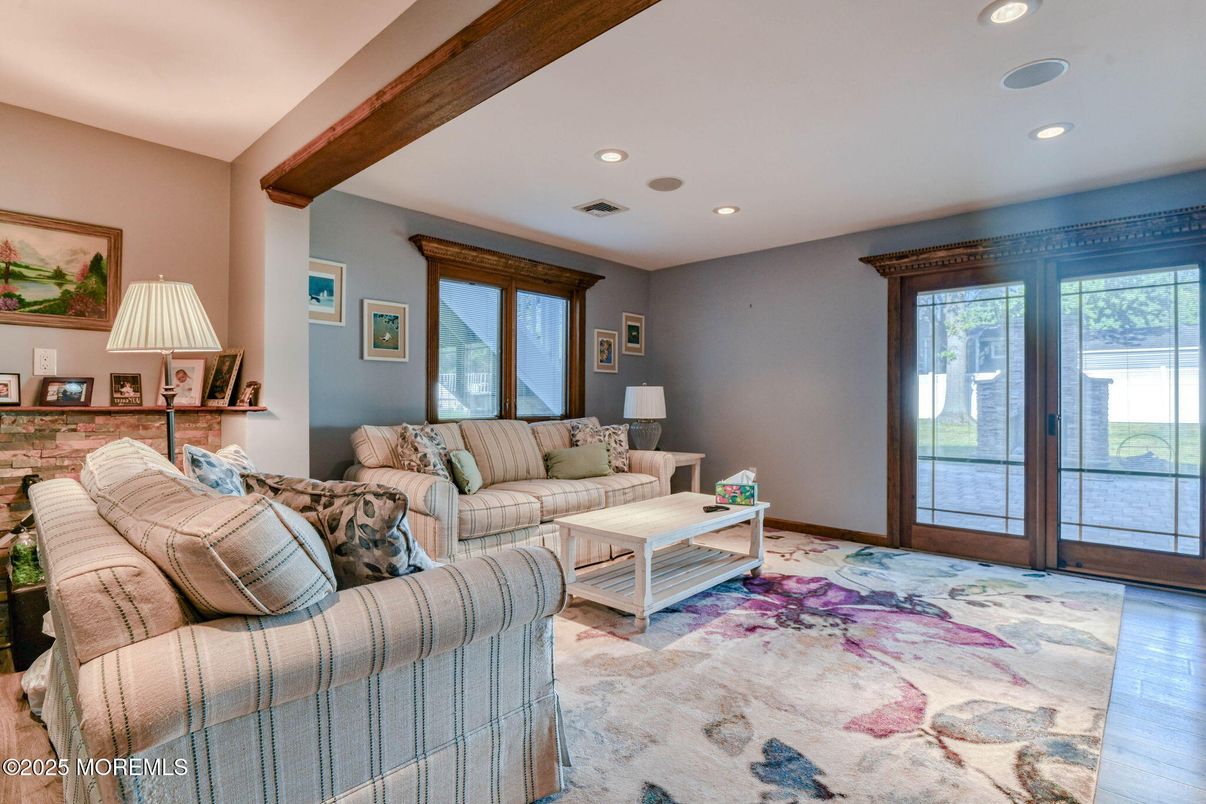 Interior, Living room, Recessed Lighting, Wooden Beams