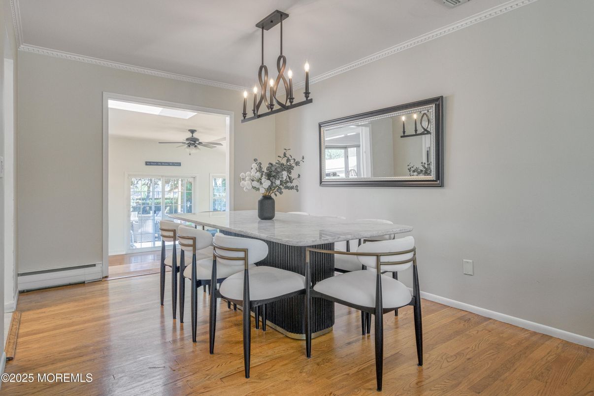 Chandelier, Dining room, Interior, Wood Texture Flooring