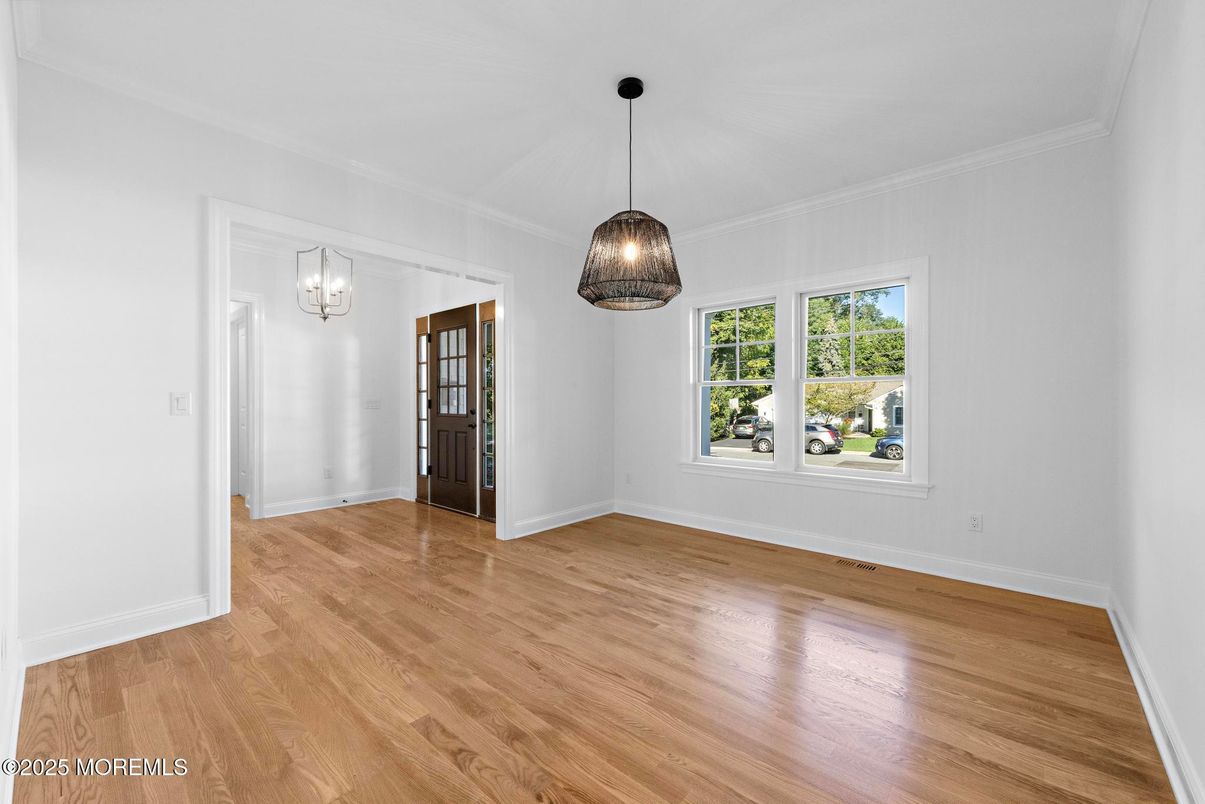 Empty room, Interior, Pendant Lights, Wood Texture Flooring