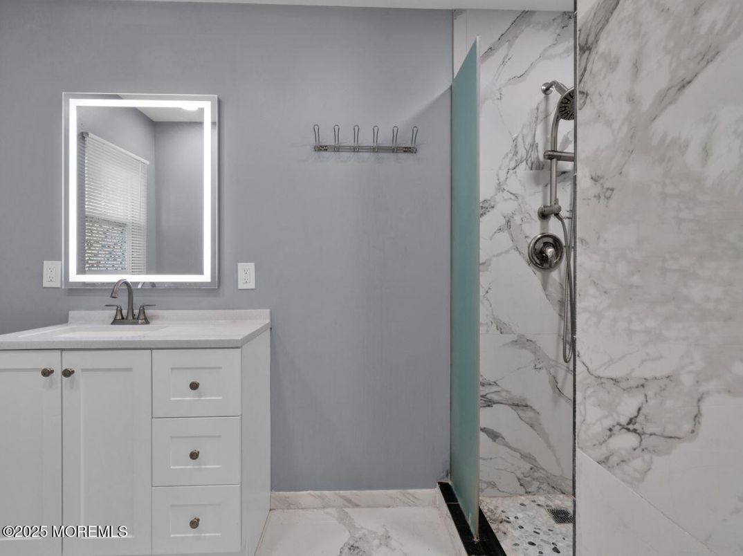 Bathroom, Glass Shower, Interior, Marble, Marble Walls