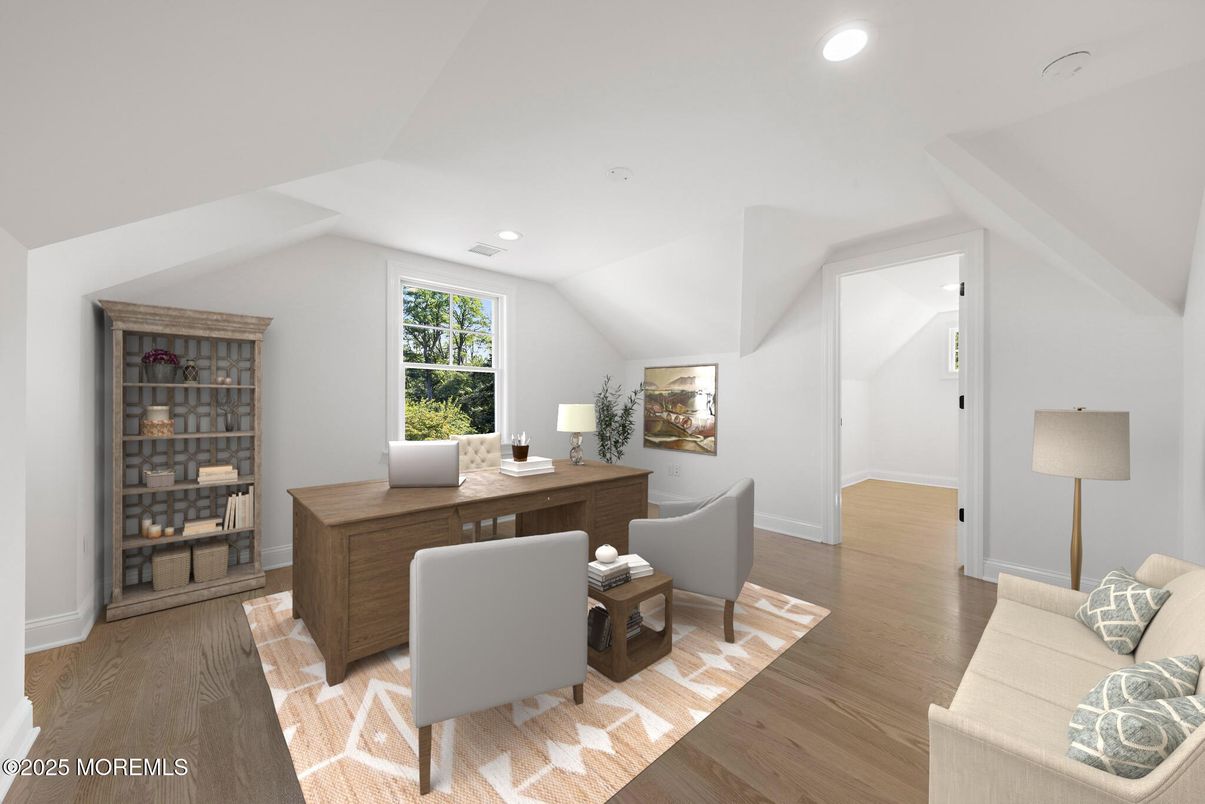 Home Office, Interior, Recessed Lighting, Wood Texture Flooring