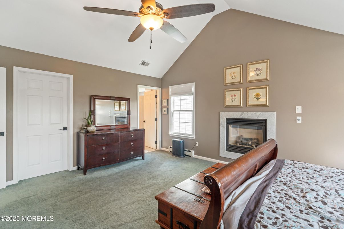 Bedroom, Fireplace, Interior