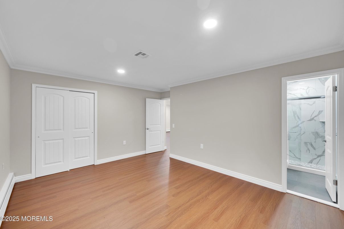 Empty room, Interior, Marble Walls, Recessed Lighting, Wood Texture Flooring