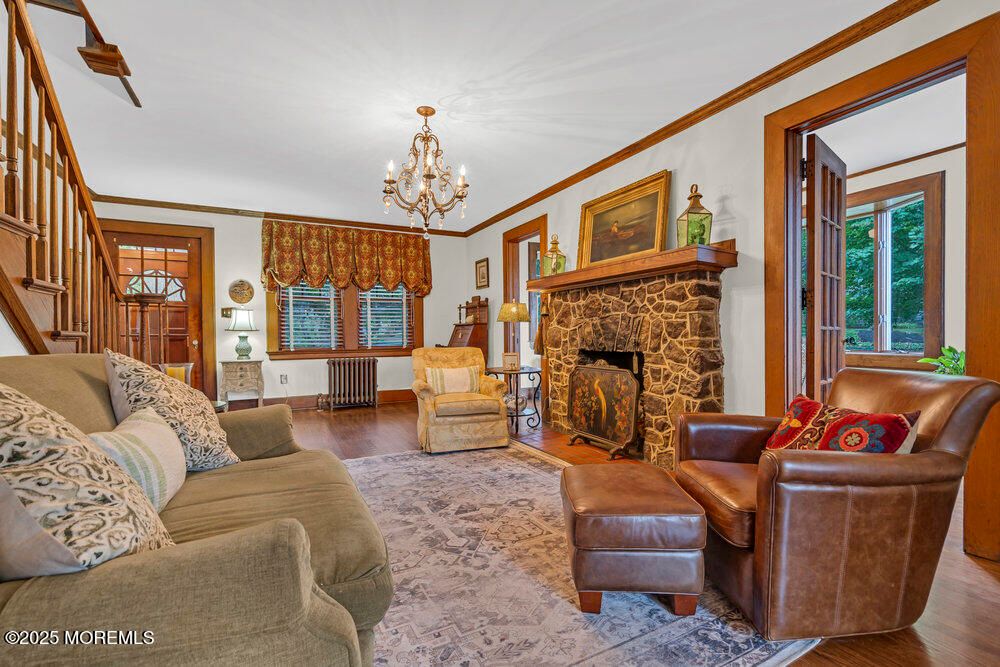 Chandelier, Fireplace, Interior, Living room, Wood Texture Flooring