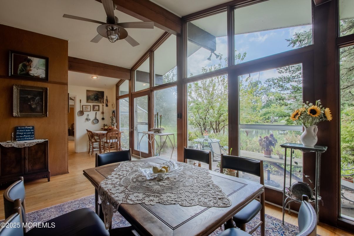 Dining room, Interior, Recessed Lighting, Wood Texture Flooring
