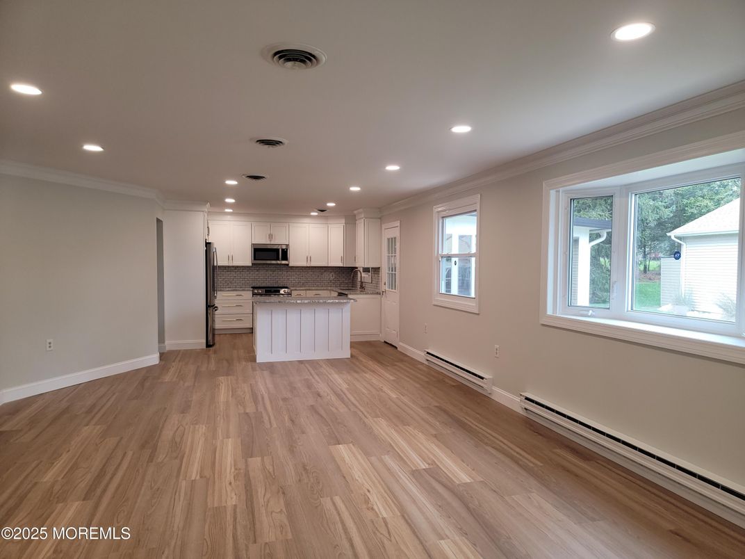 Interior, Kitchen, Recessed Lighting, Wood Texture Flooring