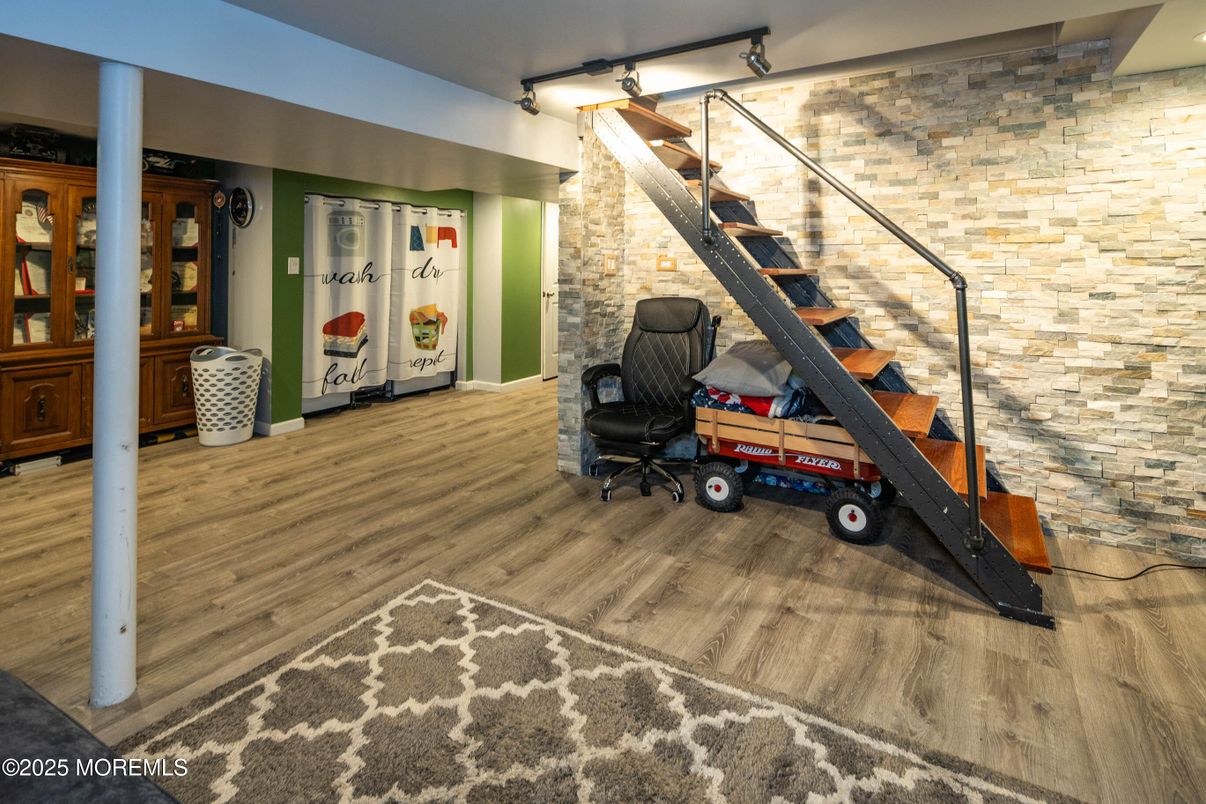 Interior, Stone Walls, Wood Texture Flooring