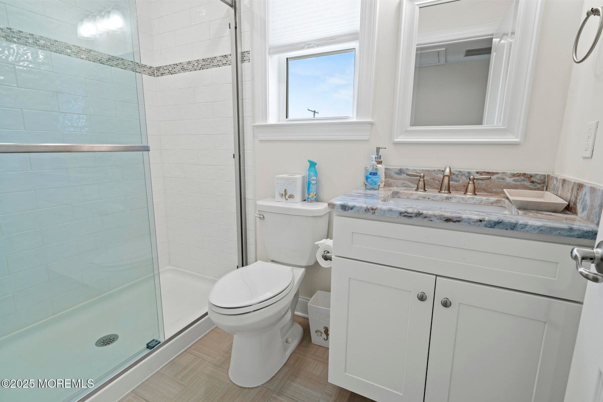 Bathroom, Glass Shower, Interior, Wood Texture Flooring