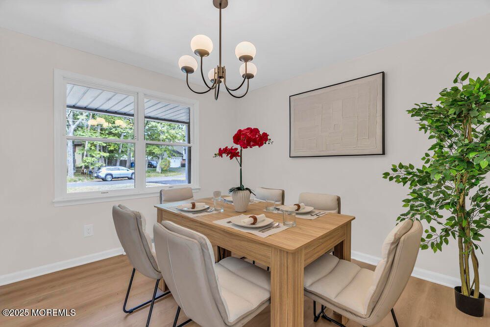 Chandelier, Dining room, Interior, Wood Texture Flooring