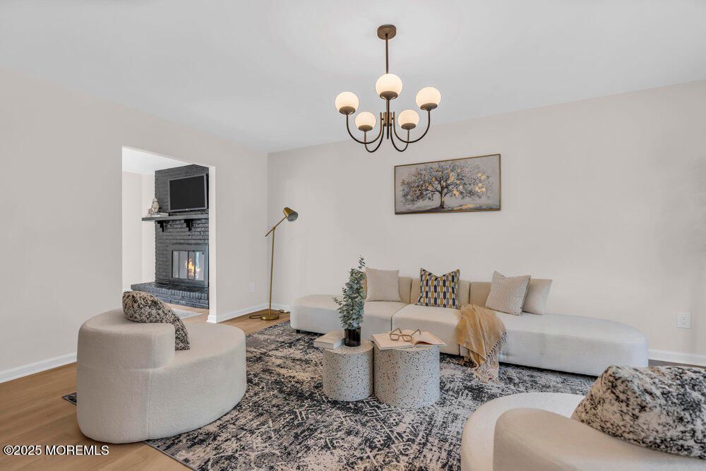 Chandelier, Fireplace, Interior, Living room, Wood Texture Flooring
