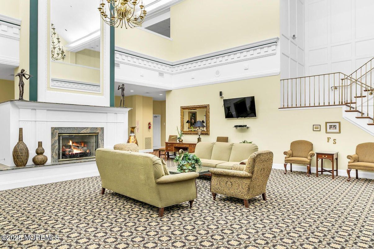 Chandelier, Fireplace, Interior, Living room, Recessed Lighting