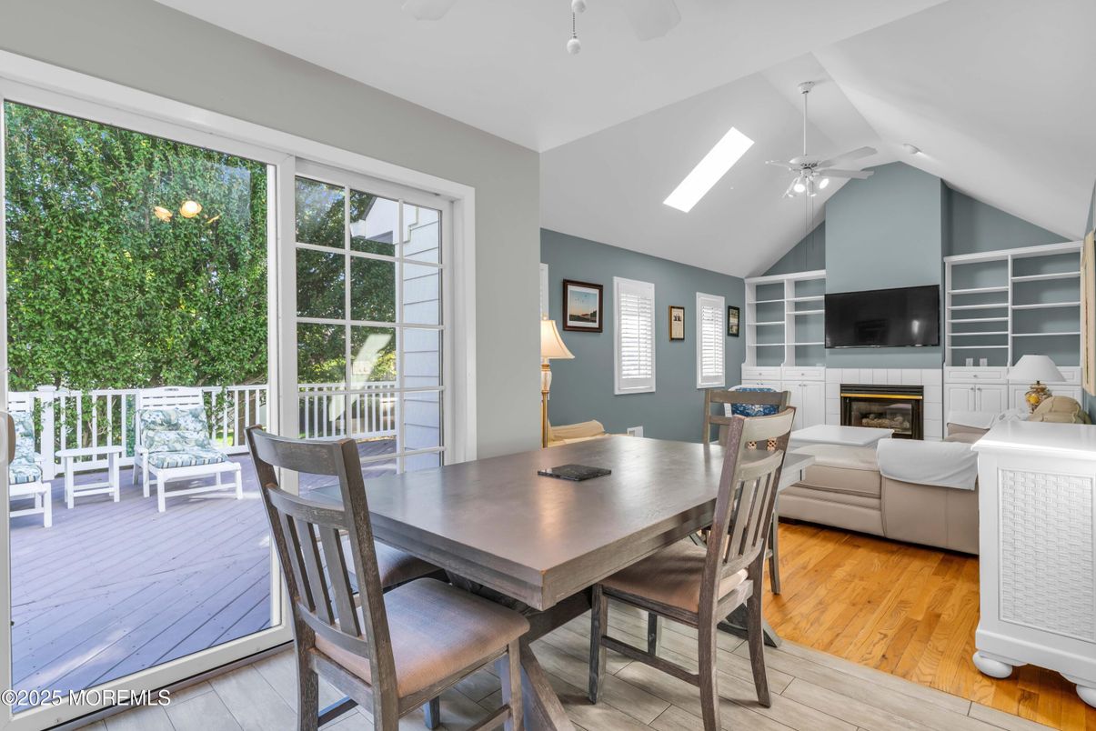 Dining room, Fireplace, Interior, Wood Texture Flooring