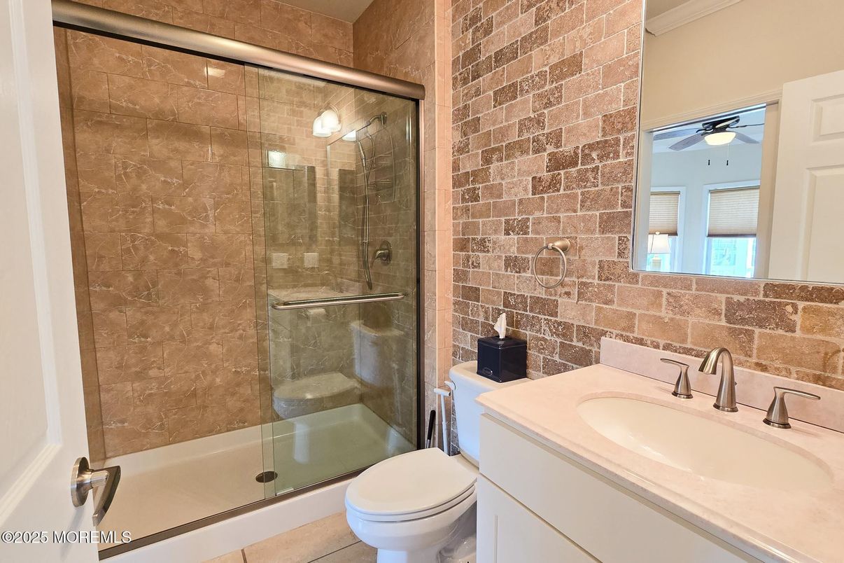 Bathroom, Glass Shower, Interior, Stone Walls