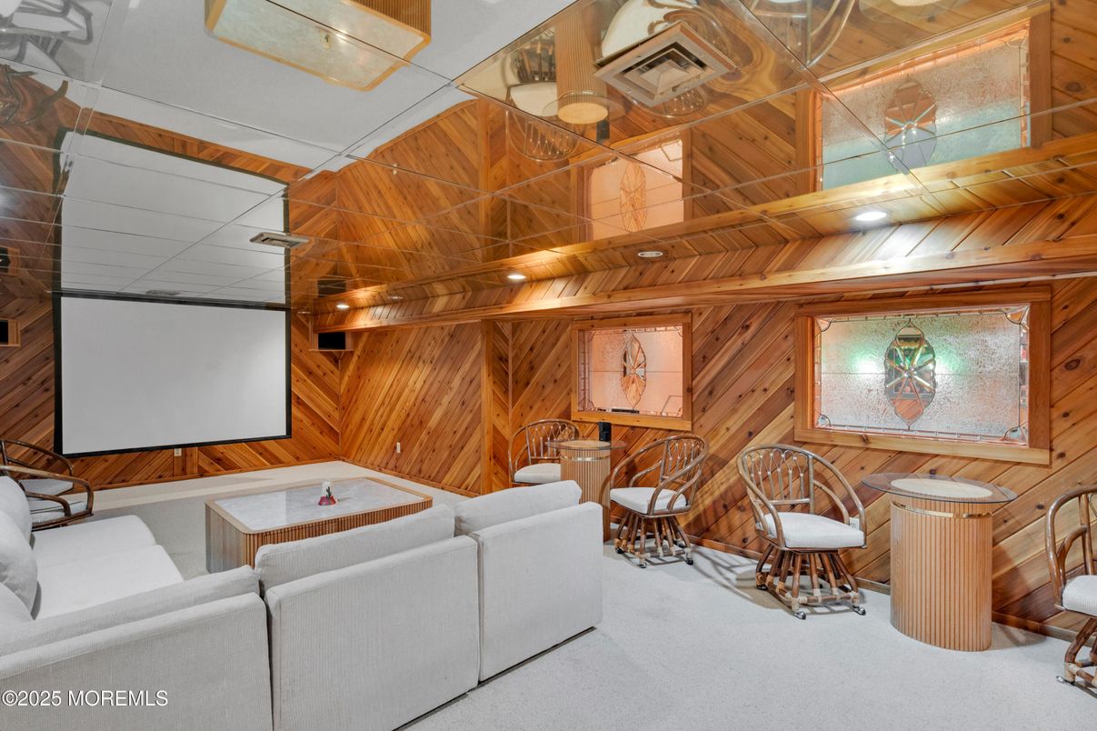 Interior, Projection Screen, Recessed Lighting, Theatre Room, Wooden Walls