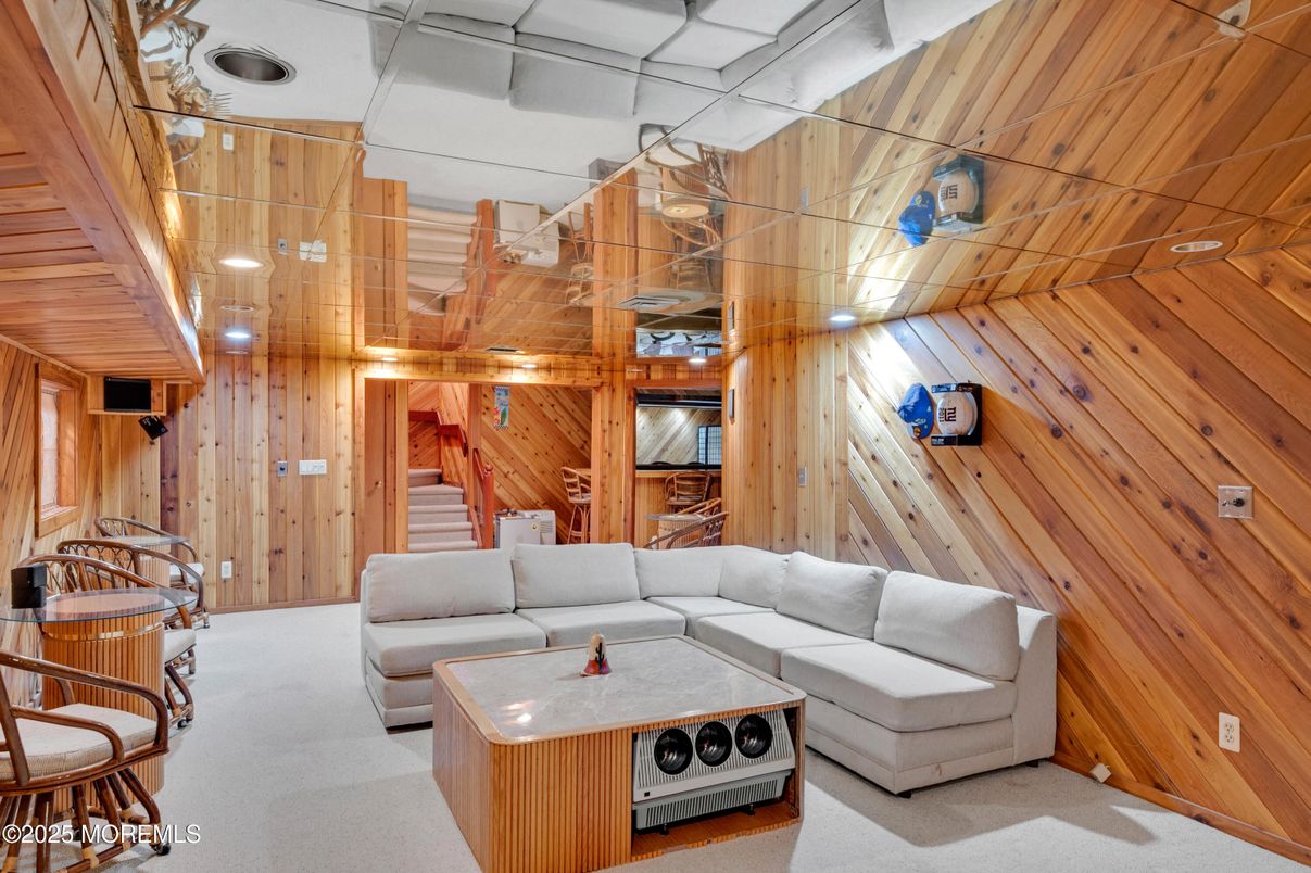 Interior, Living room, Recessed Lighting, Wooden Walls