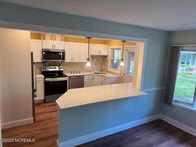 Interior, Kitchen, Pendant Lights, Stainless Steel Appliances, Wood Texture Flooring