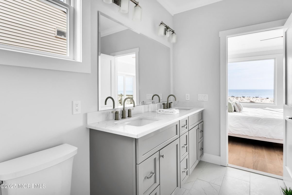 Bathroom, Bedroom, Dual Sink Vanities, Interior, Marble, Water, Wood Texture Flooring