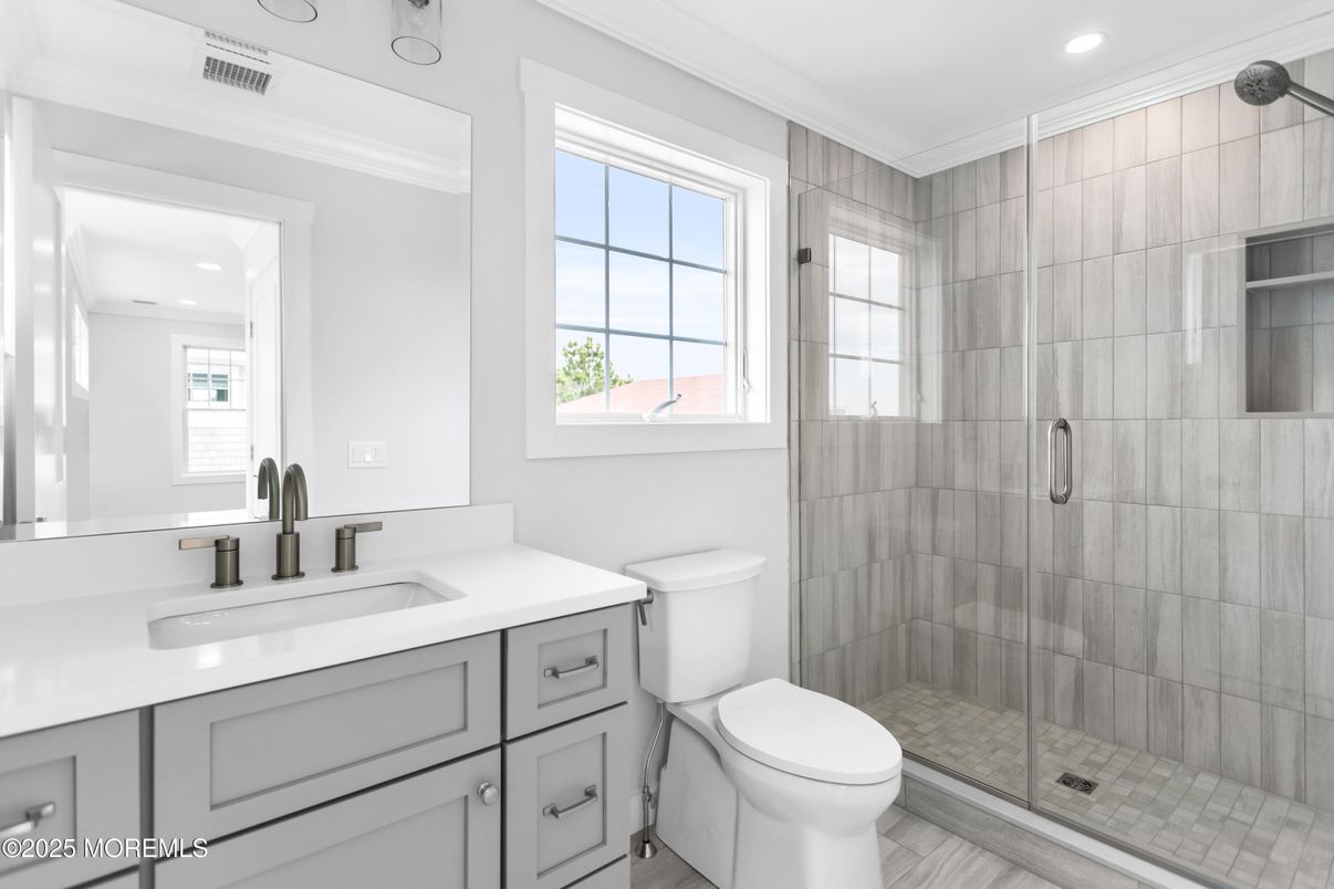 Bathroom, Glass Shower, Interior, Recessed Lighting