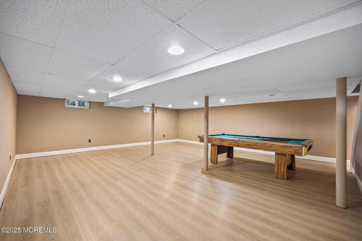 Billiard Table, Game Room, Interior, Recessed Lighting, Wood Texture Flooring
