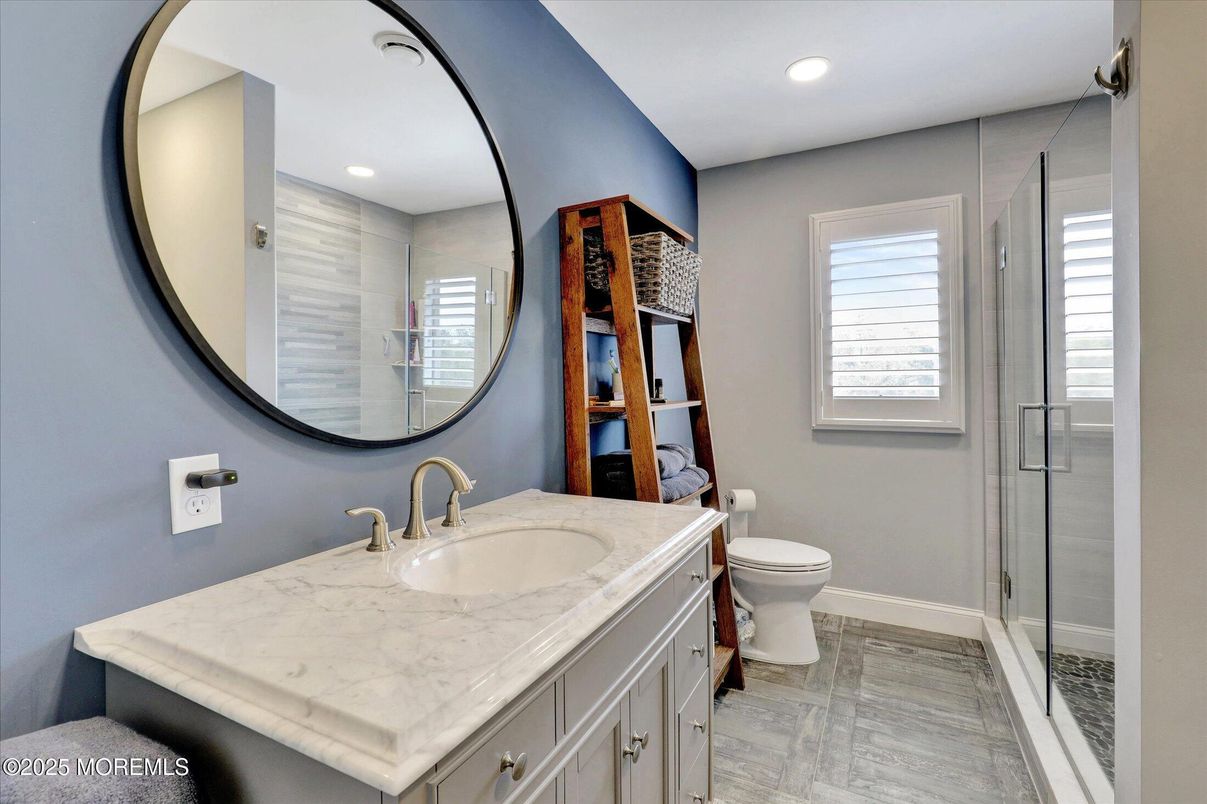 Bathroom, Glass Shower, Interior, Recessed Lighting