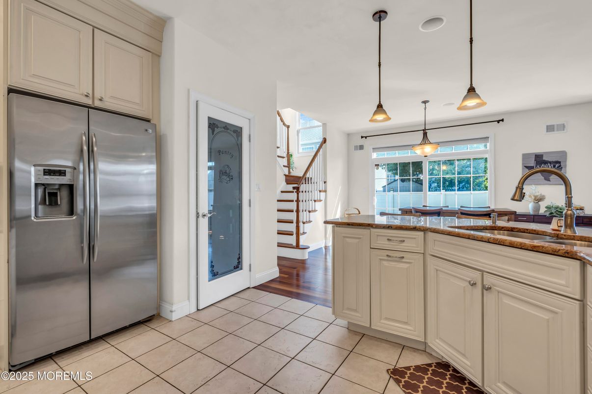 Interior, Kitchen, Pendant Lights, Stainless Steel Appliances, Wood Texture Flooring