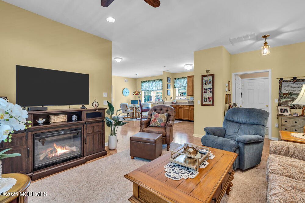 Dining room, Fireplace, Interior, Living room, Pendant Lights, Recessed Lighting