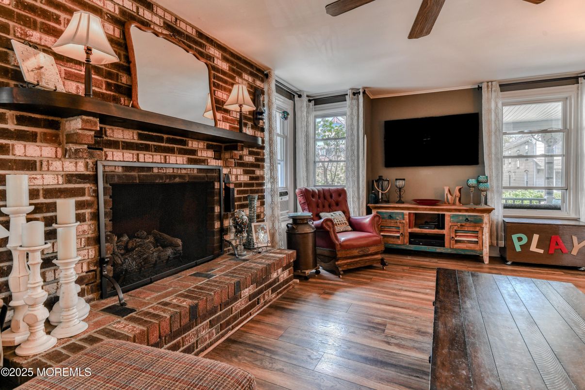 Fireplace, Interior, Stone Walls, Wood Texture Flooring