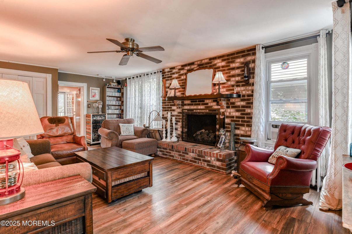 Fireplace, Interior, Living room, Stone Walls, Wood Texture Flooring