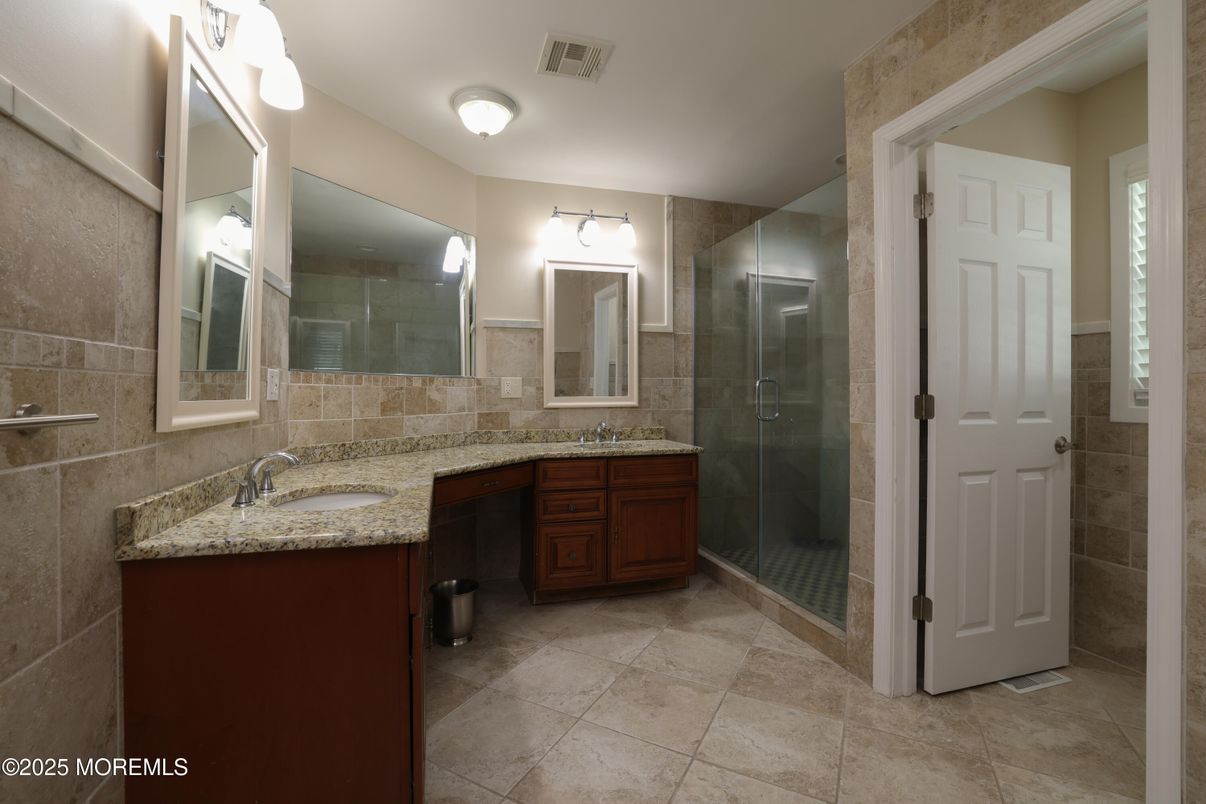 Bathroom, Dual Sink Vanities, Glass Shower, Interior