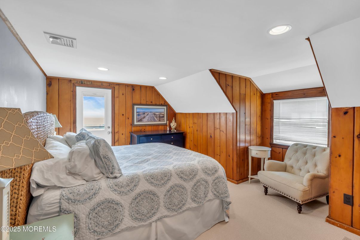 Bedroom, Interior, Recessed Lighting, Wooden Walls