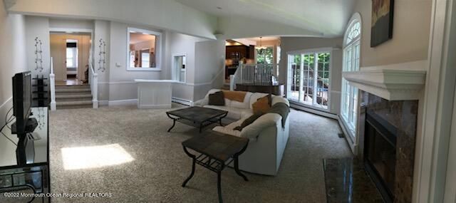 Chandelier, Fireplace, Interior, Living room, Recessed Lighting